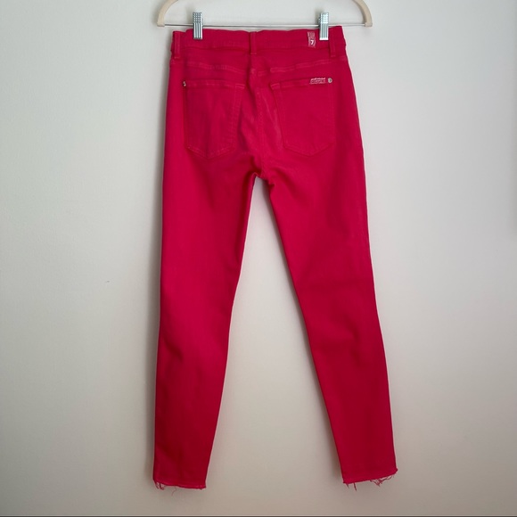 7 For All Mankind Pink Mid-Rise Skinny Leg 5 Pocket Style Jeans Size 28 - Picture 3 of 6